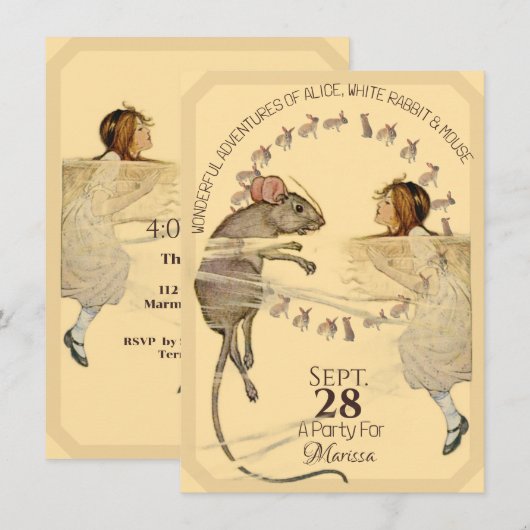 Alice in Wonderland Rabbit Mouse Kaart (Voorkant / Achterkant)
