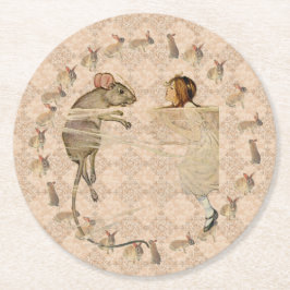 Alice in Wonderland Rabbit Mouse  Ronde Kartonnen Onderzetter