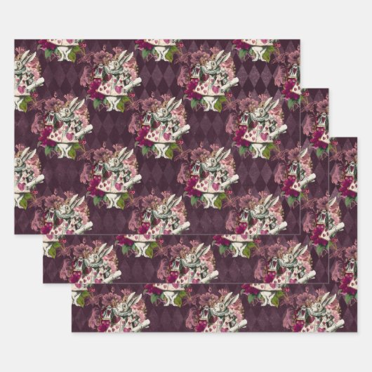 Alice in Wonderland Rabbit Paars Inpakpapier Vel (Set)