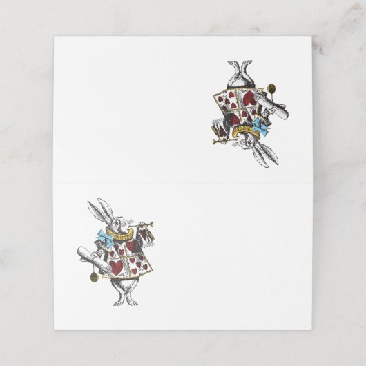 Alice in Wonderland Rabbit Plaatskaartje (Buitenkant ongevouwen)