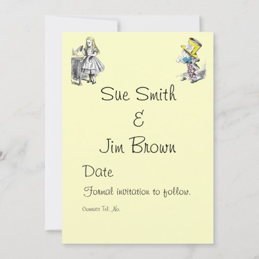 Alice in Wonderland Rabbit Save the Date Card (Achterkant)