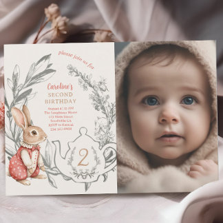 Alice in Wonderland Rabbit Tea 2e verjaardag Kaart