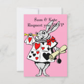 Alice in Wonderland Rabbit Wedding Invitation Kaart (Voorkant)