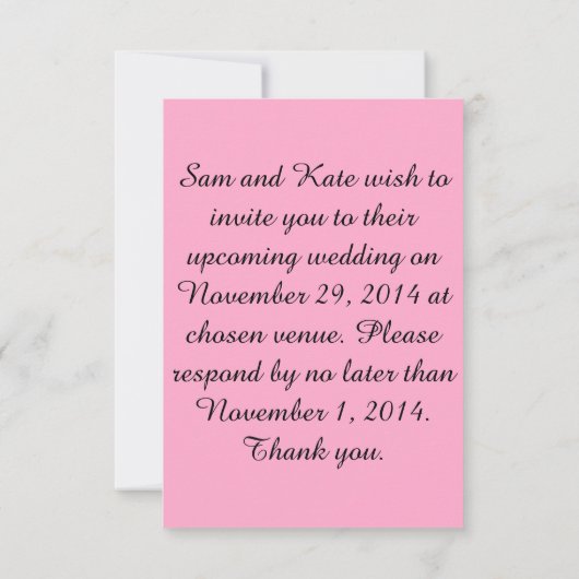 Alice in Wonderland Rabbit Wedding Invitation Kaart (Achterkant)