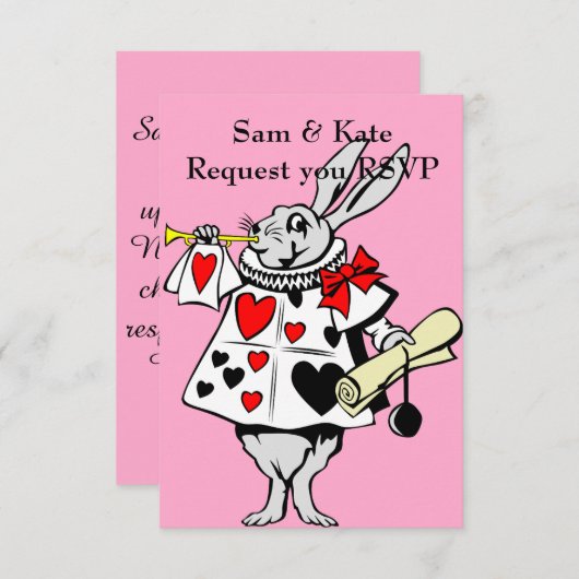 Alice in Wonderland Rabbit Wedding Invitation Kaart (Voorkant / Achterkant)