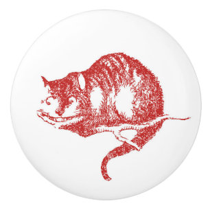 Alice in Wonderland Red Cheshire Cat Knob Keramische Knop