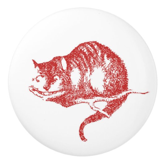 Alice in Wonderland Red Cheshire Cat Knob Keramische Knop (Voorkant)