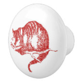 Alice in Wonderland Red Cheshire Cat Knob Keramische Knop (Rechts)