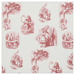 Alice in Wonderland Red Fabric Stof