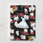 Alice in Wonderland Red Floral Birthday Tea Party Kaart (Achterkant)