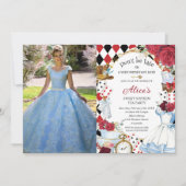 Alice in Wonderland Red Floral Birthday Tea Party Kaart (Voorkant)