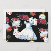 Alice in Wonderland Red Floral Birthday Tea Party Kaart (Achterkant)