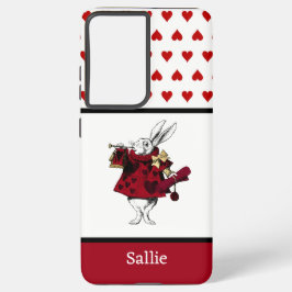 Alice in Wonderland Red Hearts en White Rabbit Samsung Galaxy Hoesje