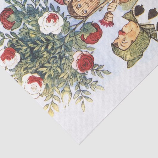 Alice in Wonderland Red Roses ontspringen Tissuepapier (Detail)