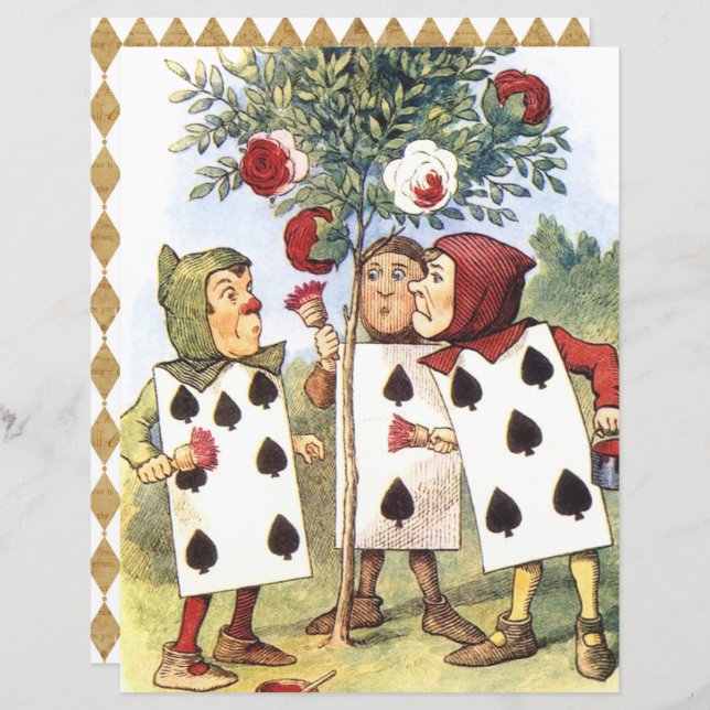 Alice in Wonderland, Red Roses Scrapbook Papier (Voorkant / Achterkant)