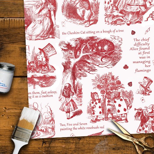 Alice in Wonderland Red Toile Quotes Cadeaupapier
