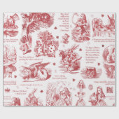 Alice in Wonderland Red Toile Quotes Cadeaupapier (Vlak)