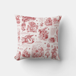 Alice in Wonderland Red Toile Quotes Kussen