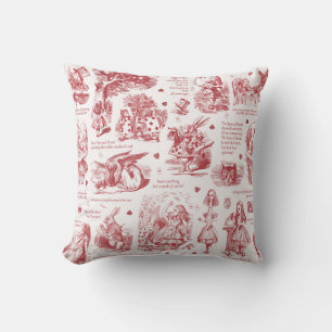 Alice in Wonderland Red Toile Quotes Kussen