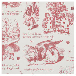 Alice in Wonderland Red White Toile Stof