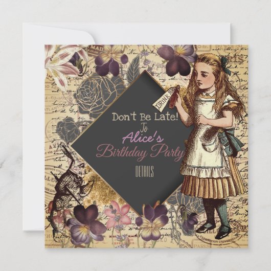 Alice in Wonderland redt de datum Save The Date (Voorkant)