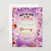 Alice in Wonderland redt de datum waarop ze anno w Aankondigingskaart (Voorkant / Achterkant)