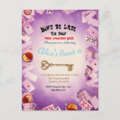 Alice in Wonderland redt de datum waarop ze anno w Aankondigingskaart (Voorkant)