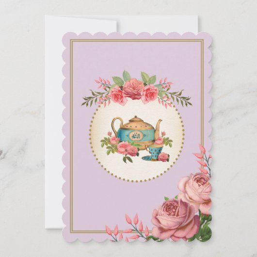 Alice in Wonderland Retro Baby Tea Invite Kaart (Achterkant)