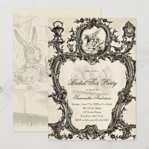 Alice in Wonderland Rococo Bruilofts Tea Party Kaart