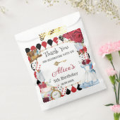 Alice in Wonderland Rode Bloemige Verjaardags Thee Bedankzakje (Gezegeld)