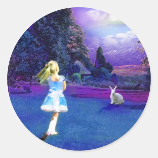 Alice in Wonderland Ronde Sticker (Voorkant)