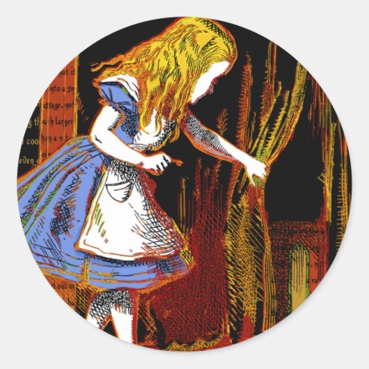 Alice in Wonderland Ronde Sticker (Voorkant)