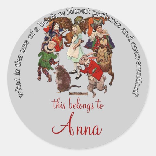 Alice in Wonderland Ronde Sticker (Voorkant)