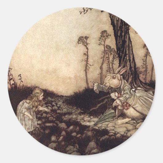 Alice in Wonderland Ronde Sticker (Voorkant)
