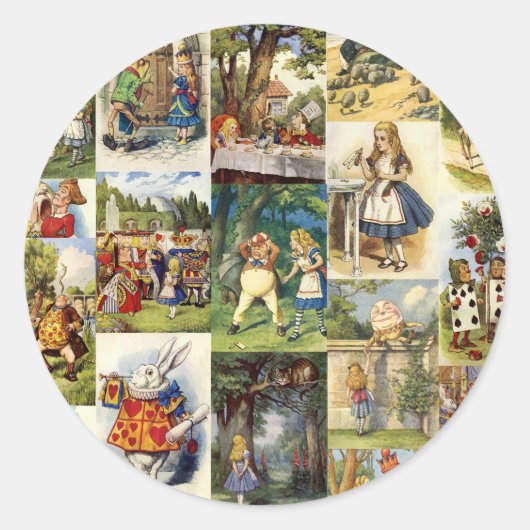 alice in wonderland ronde sticker (Voorkant)