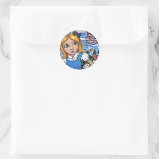 Alice in wonderland ronde sticker (Tas)