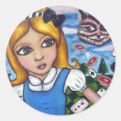 Alice in wonderland ronde sticker (Voorkant)