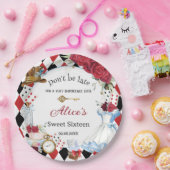 Alice in Wonderland Rood Bloemige Verjaardags Thee Papieren Bordje (Feest)