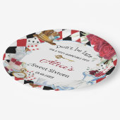 Alice in Wonderland Rood Bloemige Verjaardags Thee Papieren Bordje (Gekanteld)