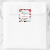 Alice in Wonderland Rood Bloemige Verjaardags Thee Vierkante Sticker (Tas)