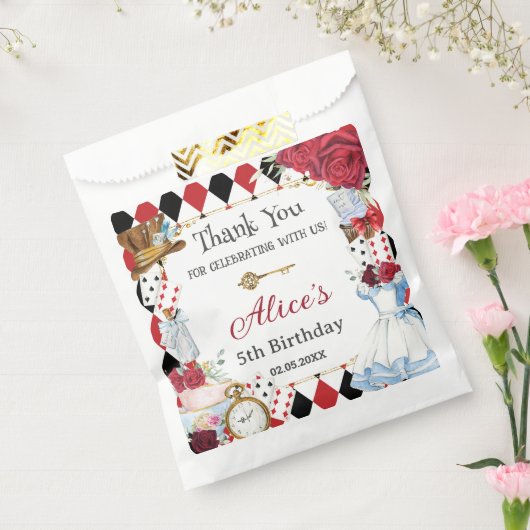 Alice in Wonderland Rood Bloemstuk Verjaardags The Bedankzakje (Gezegeld)