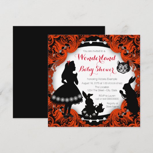 Alice in Wonderland rood en zwart Baby shower Kaart (Voorkant / Achterkant)
