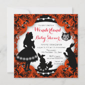 Alice in Wonderland rood en zwart Baby shower Kaart (Voorkant)