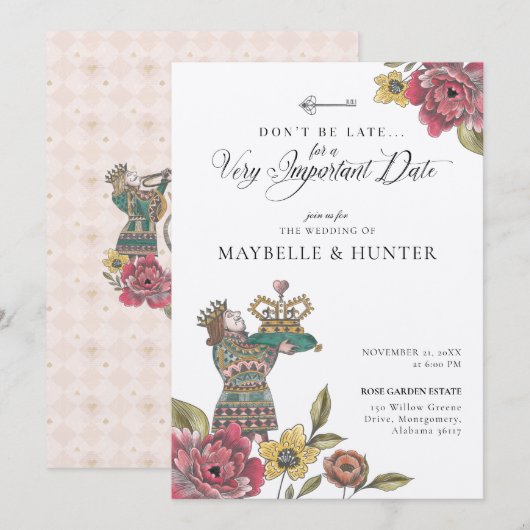 Alice in Wonderland Royal Crown Fairytale Wedding Kaart (Voorkant / Achterkant)