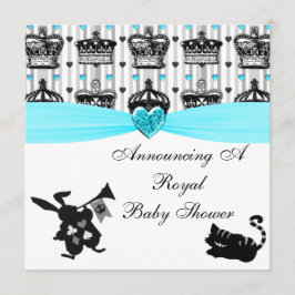 Alice in Wonderland Royal Crowns Baby shower Kaart