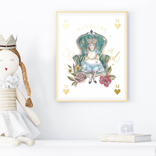  Alice in Wonderland Royal Queen Florals Folie Afdrukken