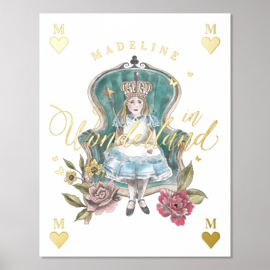  Alice in Wonderland Royal Queen Florals Folie Afdrukken (Voorkant)