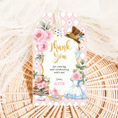 Alice in Wonderland Roze Bloem Verjaardag Tea Part Cadeaulabel