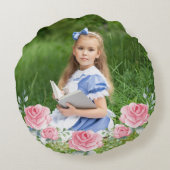 Alice in Wonderland Roze Bloemen Baby Meisje Kinde Rond Kussen (Achterkant)