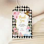 Alice in Wonderland Roze Bloemen Verjaardag Tea Pa Cadeaulabel